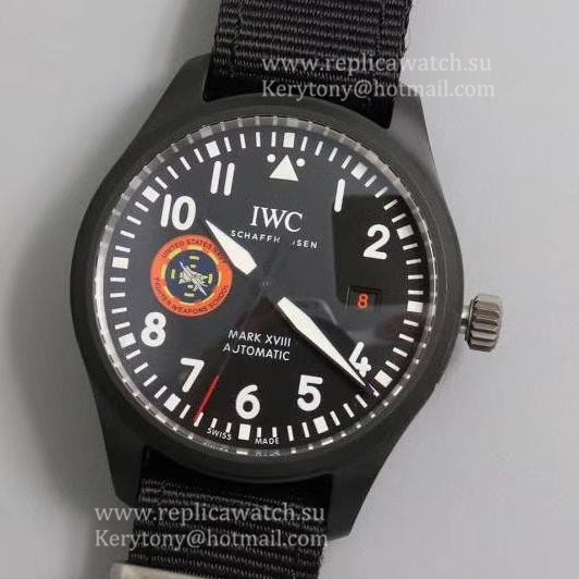 Shop IWC Pilot Mark XVIII TOPGUN SFTI M+F Ceramic Black Dial 35111