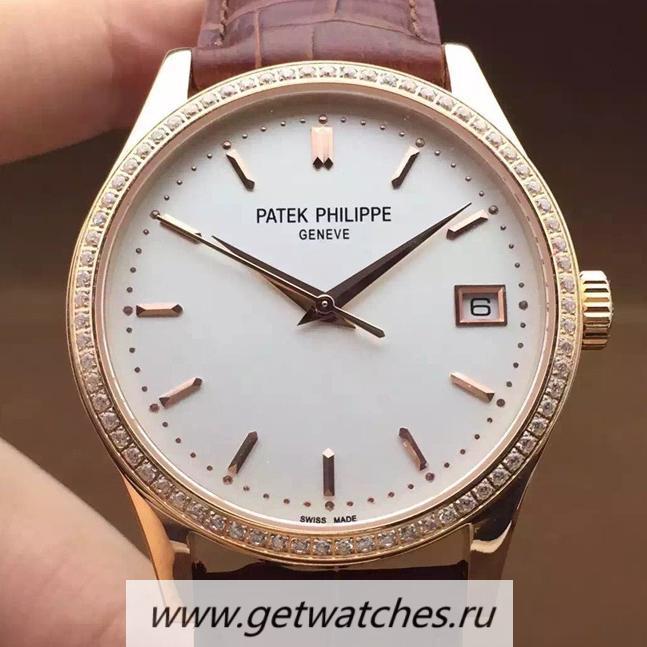 Copy Pat*k Phi1i*pe Calatrava 5296 Rose Gold D1am0nds Bezel 324SC