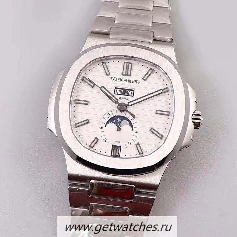 High Quality Pat*k Phi1i*pe Nautilus Annual Calendar Moonphase 5726 GRF V2 SS White Dial 324