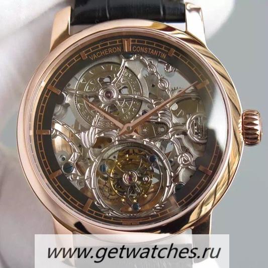 Best Price Vacheron C0nstan1n Patrimony Tourbillon Rose Gold Skeleton & Black Dial Tourbillon