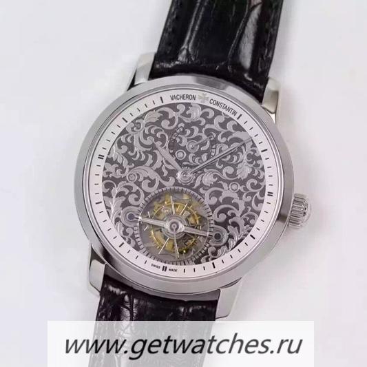 Fake Vacheron C0nstan1n Patrimony Tourbillon SS White Dial Tourbillon