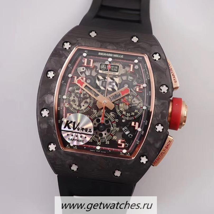 Fake Richard Mille RM011 NTPT Chrono Lotus F1 Team Romain Grosjean KVF Forged Carbon Black Dial 7750 V2